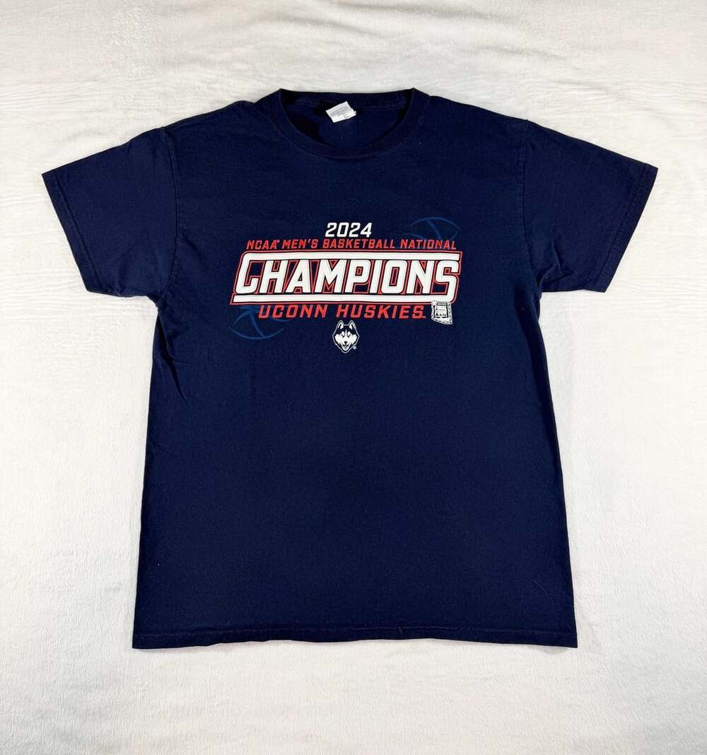 Hanes Navy Blue 2024 NCAA Men's National Champions UConn Huskies T-Shirt M
